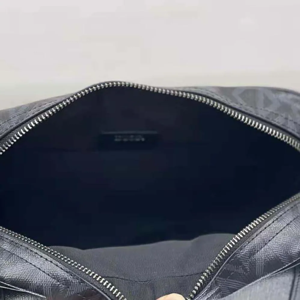 Dior Hit the Road Messenger Pouch Black CD Diamond Canvas and Smooth Calfskin for Men