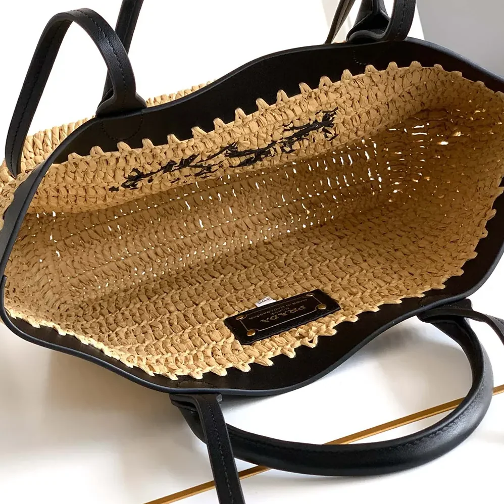 Prada Small Crochet and Leather Tote Bag for Women Prada Small Crochet and Leather Tote Bag for Women