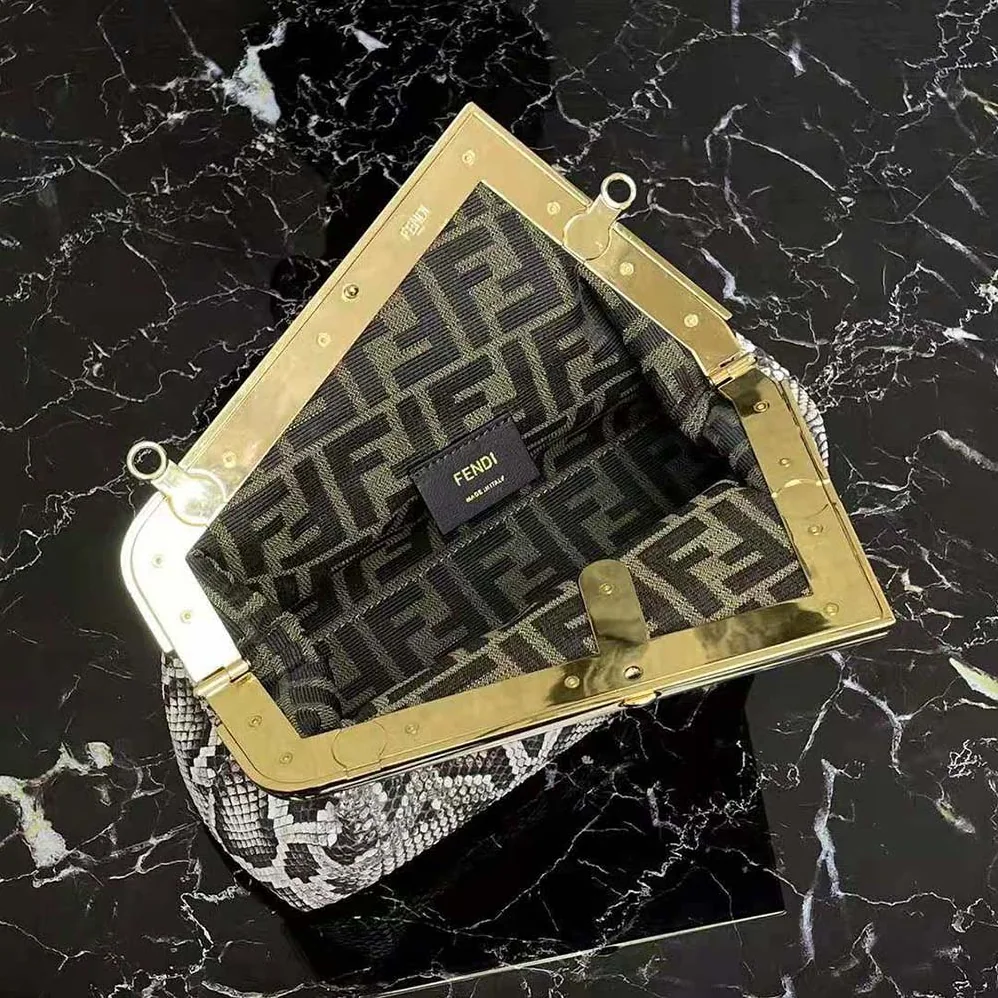 Fendi First Small Natural Python Leather Bag for Women