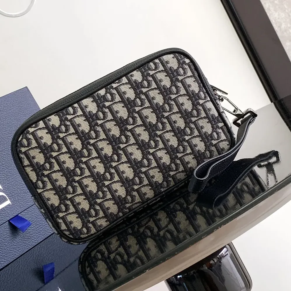 Dior Toiletry Bag Beige and Black Dior Oblique Jacquard for Men Dior Toiletry Bag Beige and Black Dior Oblique Jacquard for Men