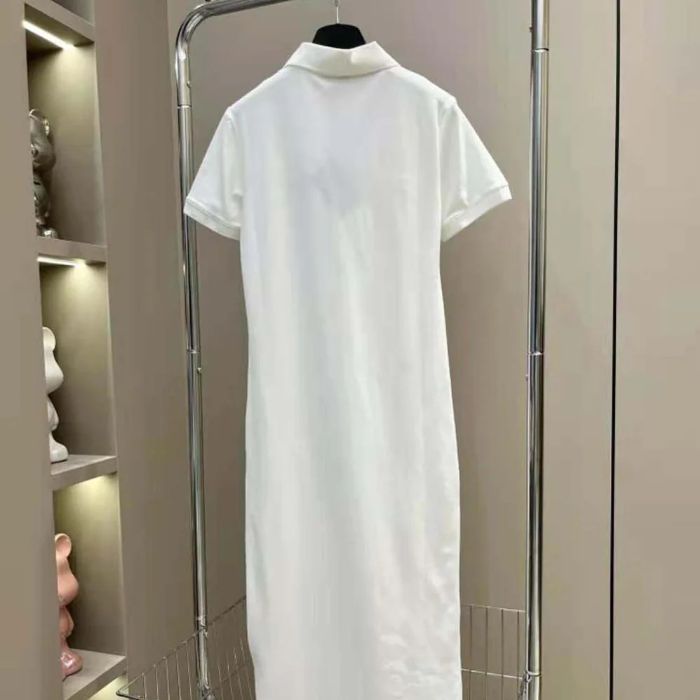 Prada Piqué Midi-dress with Fabric Triangle Logo for Women in White