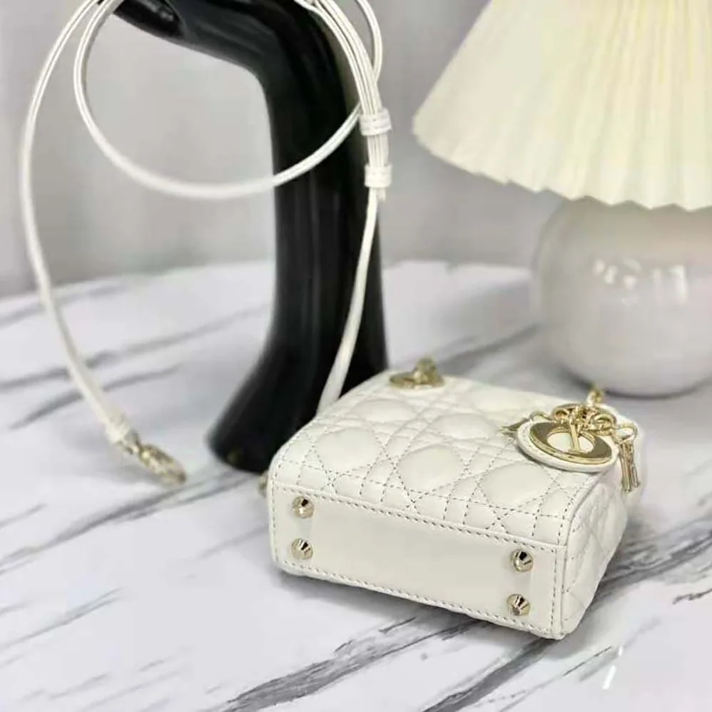 Dior Micro Lady Dior Bag Latte Cannage Lambskin for Women