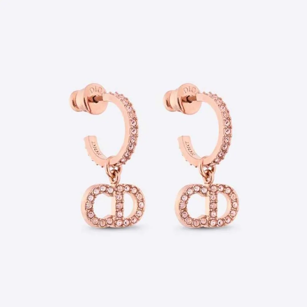 Dior Clair D Lune Earrings Pink-Finish Metal and Pink Crystals for Women Dior Clair D Lune Earrings Pink-Finish Metal and Pink Crystals for Women