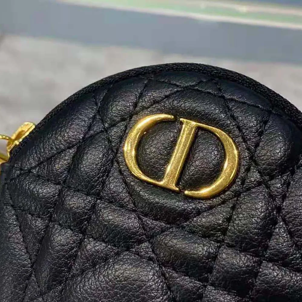 Dior Detachable Dior Caro Round Coin Purse for Women in Black Dior Detachable Dior Caro Round Coin Purse for Women in Black