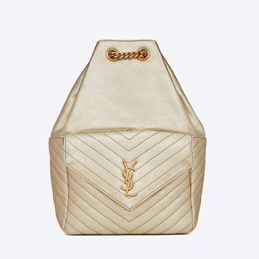 Saint Laurent YSL Joe Backpack in Lame Leather for Women