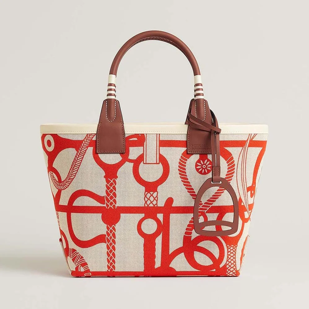 Hermes Steeple 25 Ecru Tote Bag for Unisex in Orange