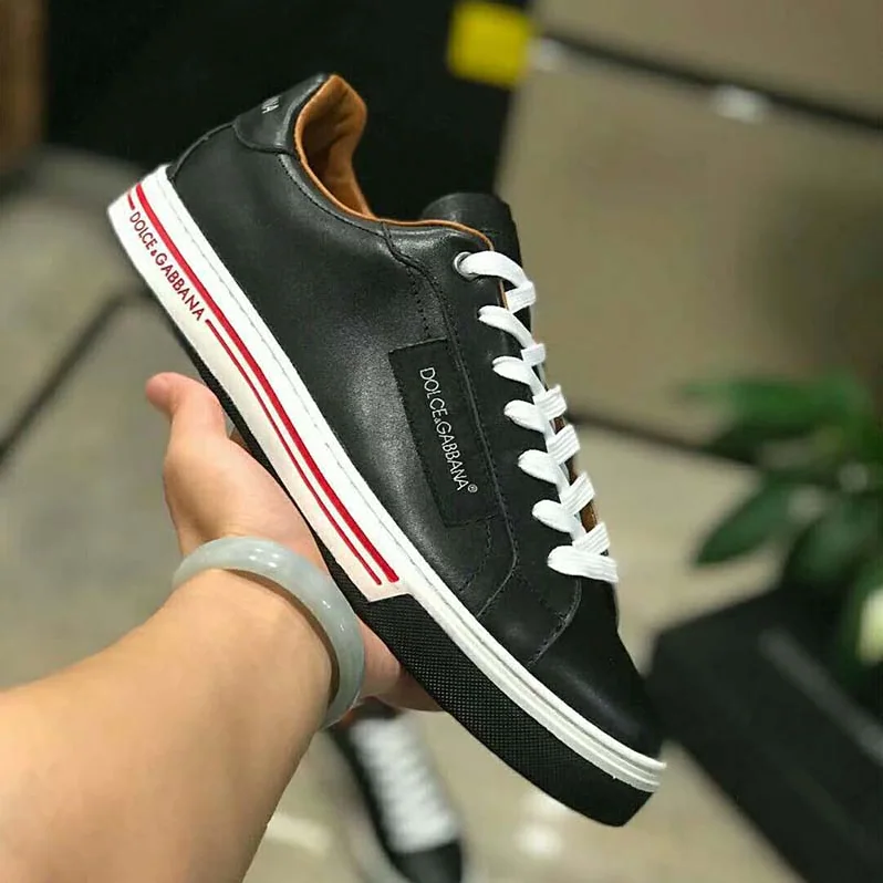 Dolce Gabbana D&G Shoes Roma Sneakers in Nappa Calfskin for Men in Black
