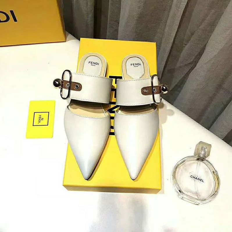 Fendi Shoes Sabots White Leather Slingbacks for Women