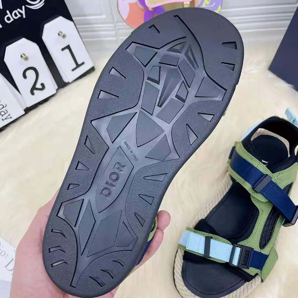 Dior Atlas Sandal Black Neoprene and Khaki Suede for Men Dior Atlas Sandal Black Neoprene and Khaki Suede for Men