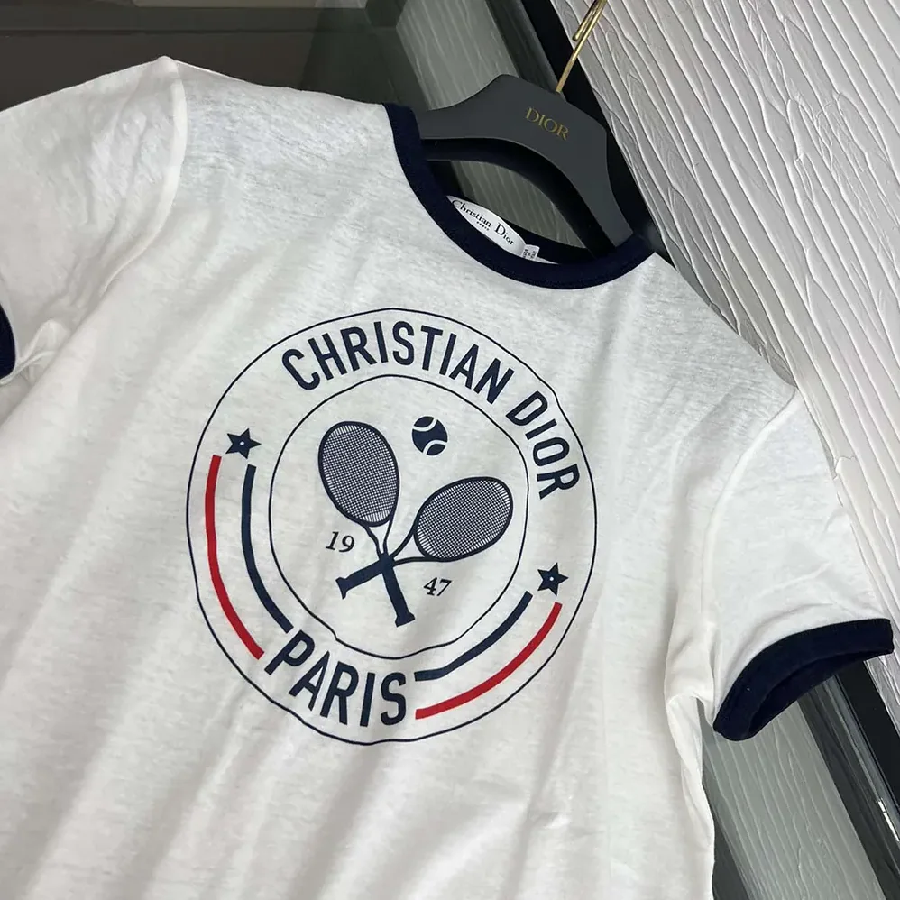 Dior Vibe T-Shirt White Cotton and Linen Jersey with Three for Women in Tone Signature Dior Vibe T-Shirt White Cotton and Linen Jersey with Three for Women in Tone Signature