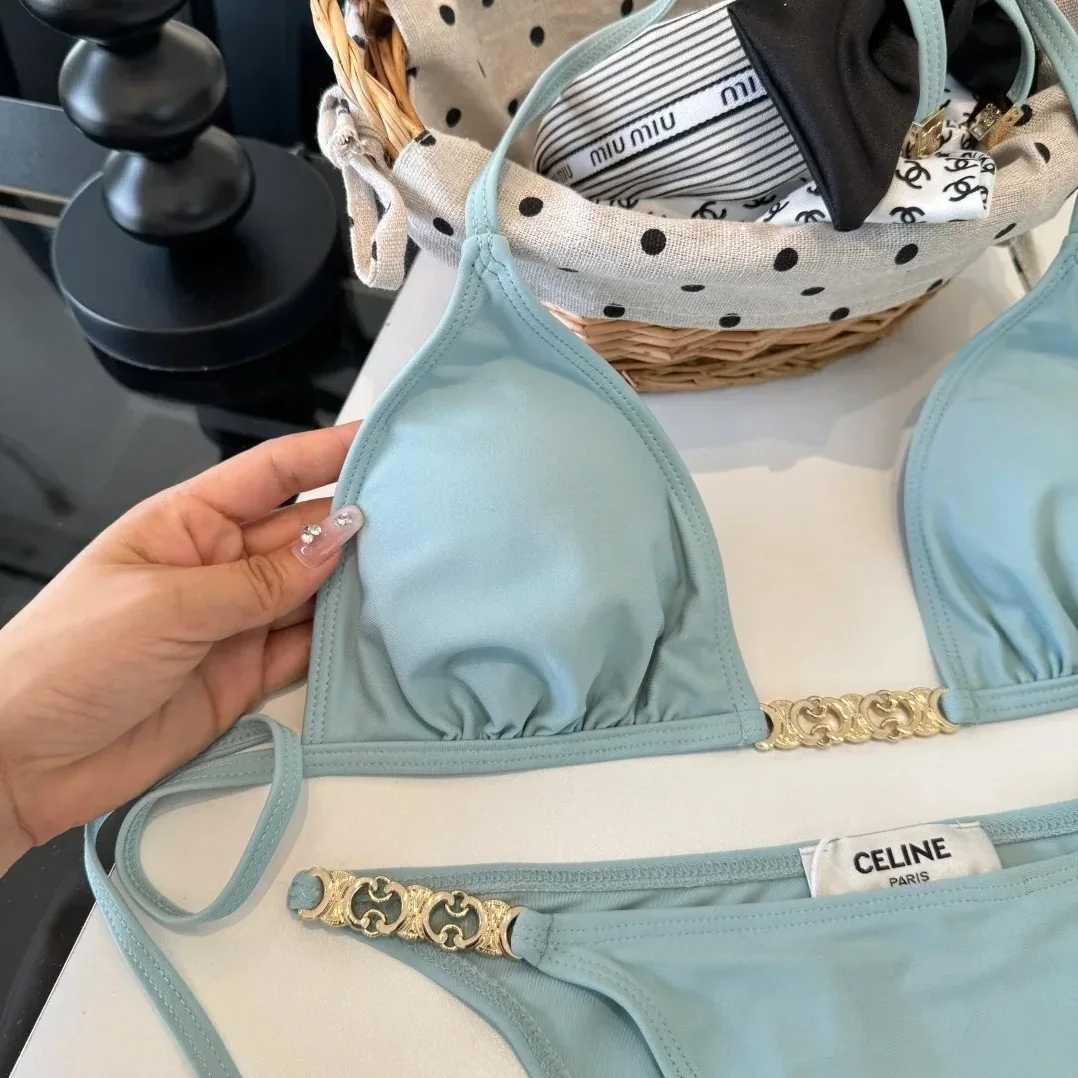 Celine Triomphe Triangle Bikini Mineral Blue Celine Triomphe Triangle Bikini Mineral Blue