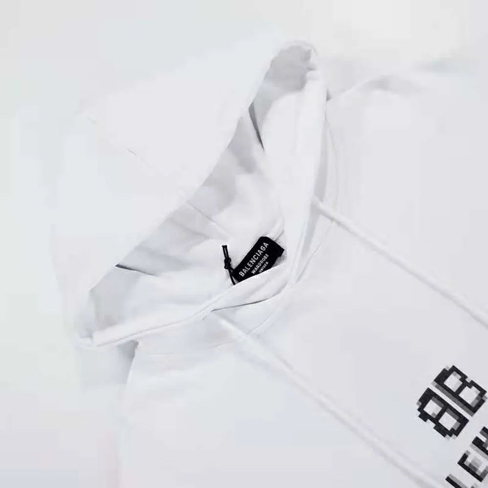 Balenciaga BB Pixel Medium Fit Hoodie in White for Men