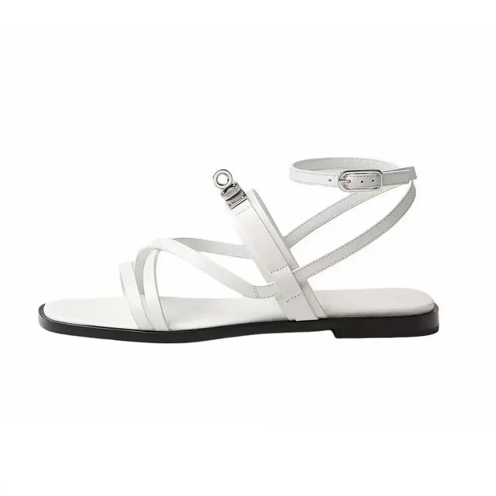 Hermes June Sandal in Calfskin-White H242104Zv90360 for Women