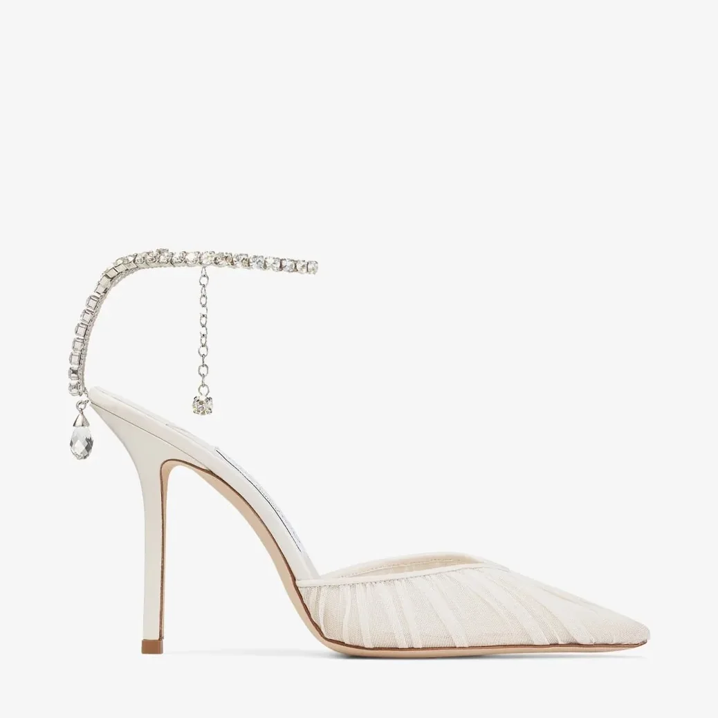 Jimmy Choo Saeda 100 Ivory/Crystal SAEDA100JGQ