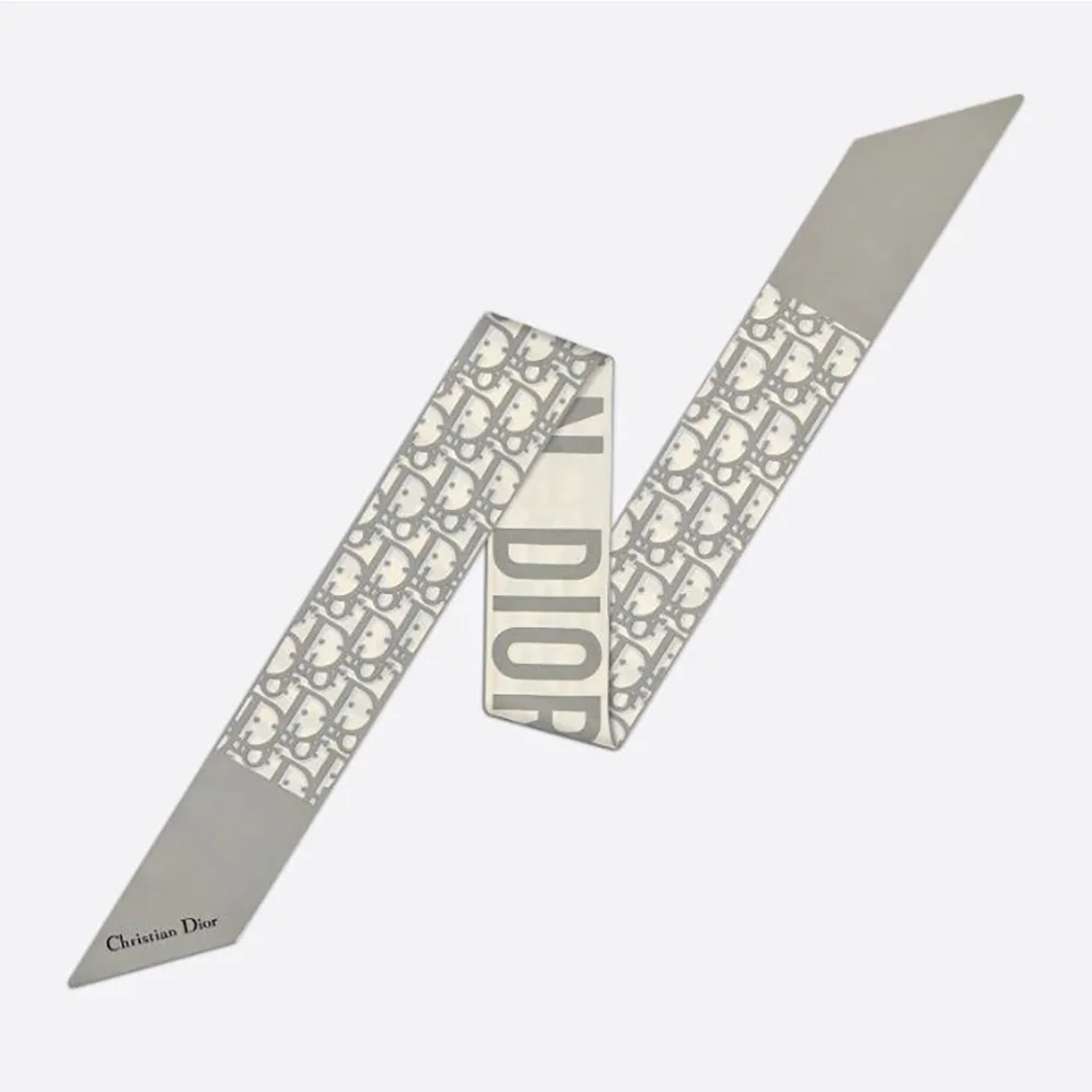 Dior Oblique Mitzah Scarf Gray Silk Twill for Women Dior Oblique Mitzah Scarf Gray Silk Twill for Women