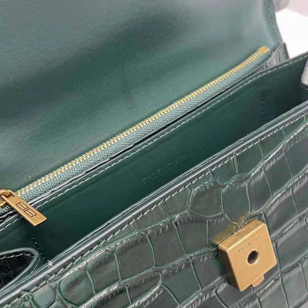 Balenciaga Gossip Small Bag in Extra Supple Crocodile Embossed Calfskin in Forest Green for Women