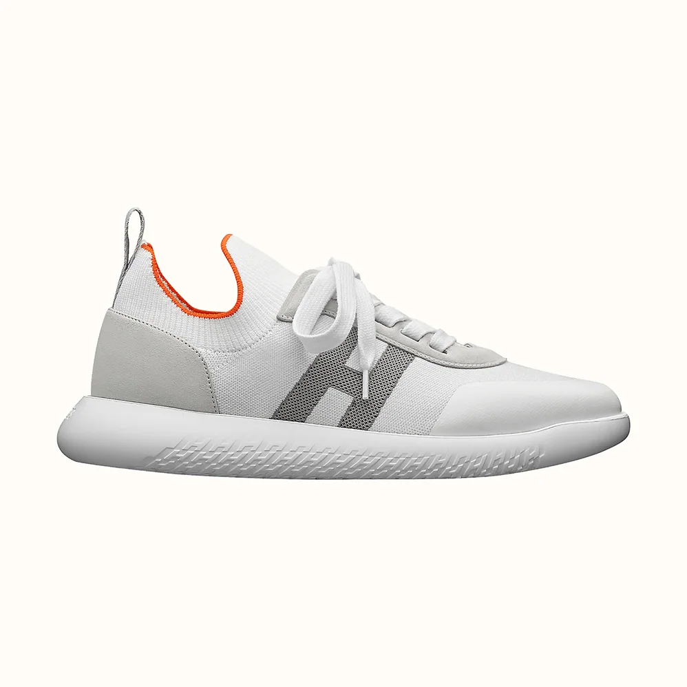 Hermes Crew Sneaker in Knit and Suede Goatskin for Women in White Hermes Crew Sneaker in Knit and Suede Goatskin for Women in White