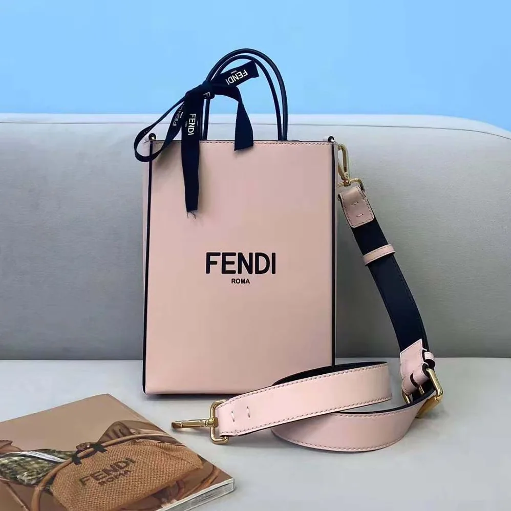 Fendi Fendi Pack Small Shopping Bag Pink Leather Bag for Women Fendi Fendi Pack Small Shopping Bag Pink Leather Bag for Women