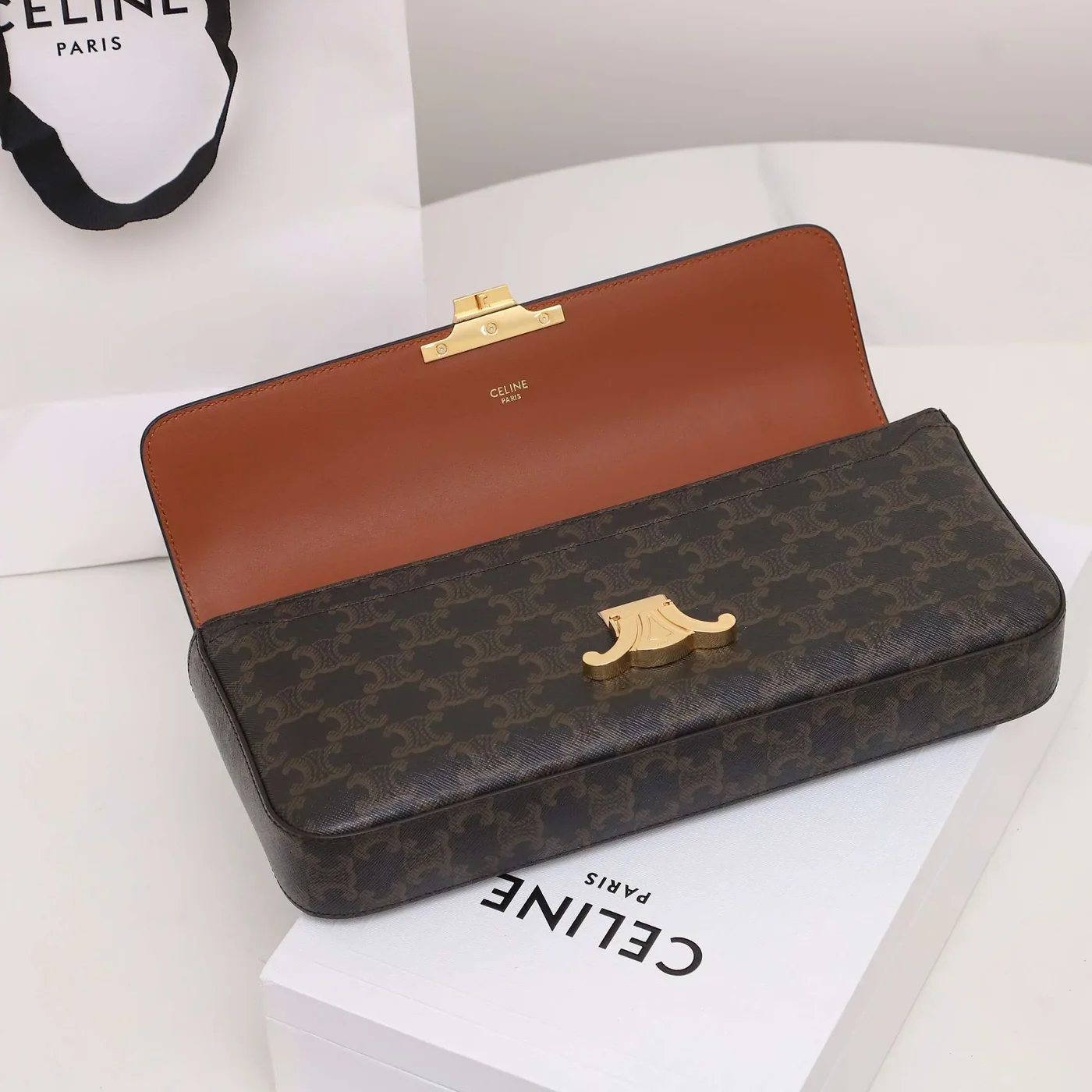 Celine Chain Shoulder Bag in Brown