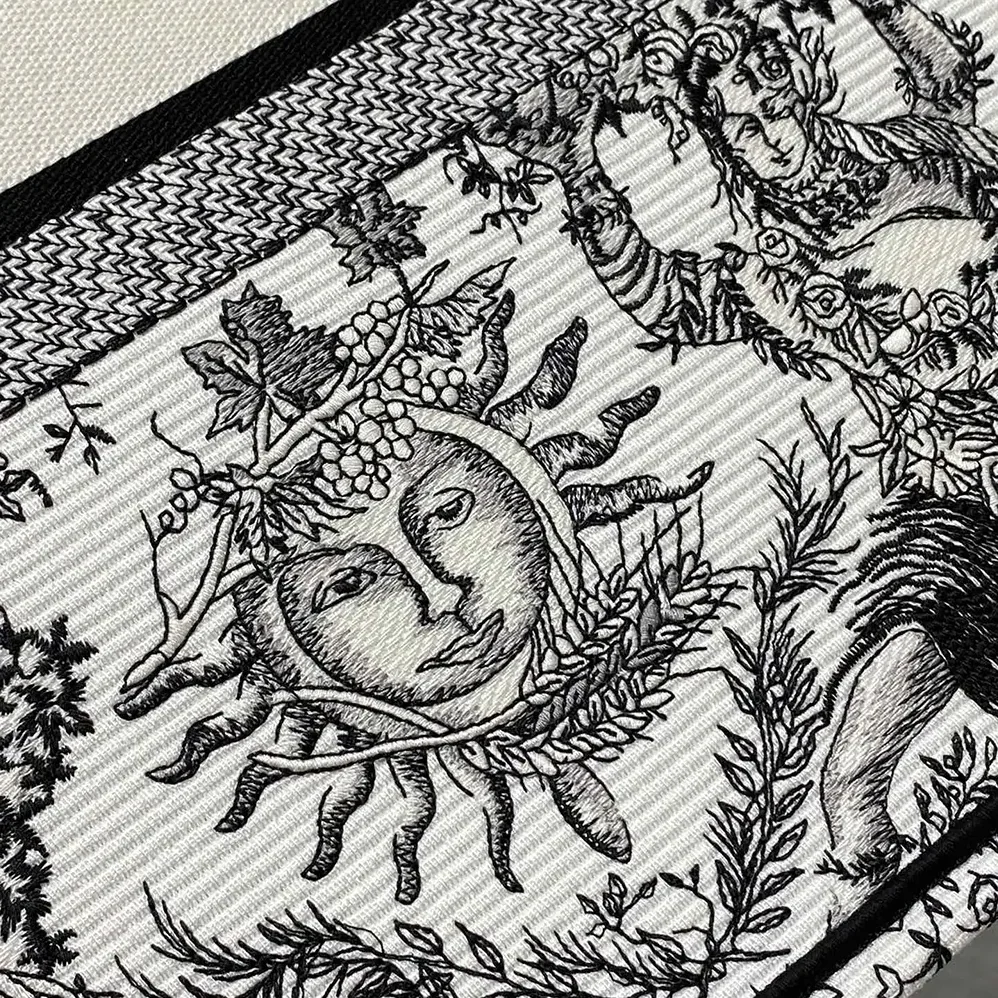 Dior Large Dior Book Tote White and Black Toile de Jouy Soleil Embroidery for Women Dior Large Dior Book Tote White and Black Toile de Jouy Soleil Embroidery for Women