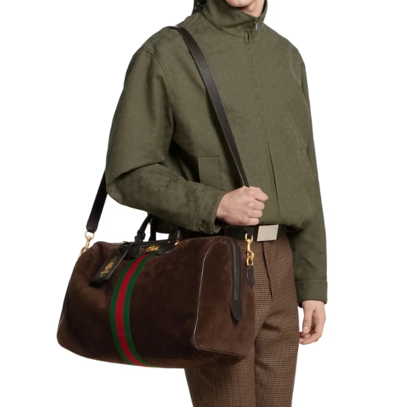 Gucci Savoy Medium Duffle Travel Bag in Dark Brown Gold Hardware