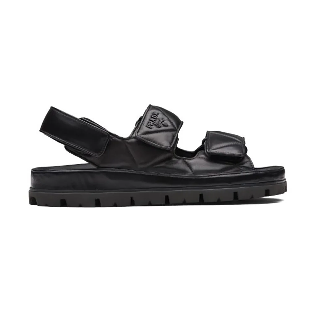 Prada Padded Nappa Leather Sandals for Women in Black Prada Padded Nappa Leather Sandals for Women in Black