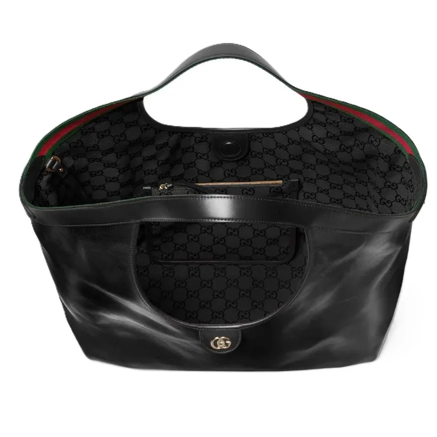 Gucci Giglio Large Tote Bag in Black Gold Hardware Gucci Giglio Large Tote Bag in Black Gold Hardware