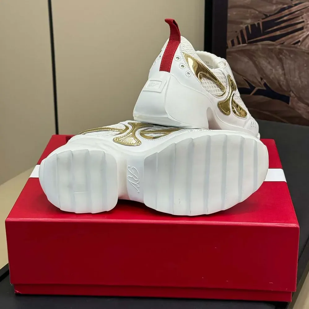 Roger Vivier Viv' on the Run Sneakers in Leather and Fabric for Women Roger Vivier Viv' on the Run Sneakers in Leather and Fabric for Women