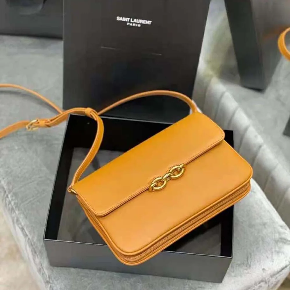 Saint Laurent YSL Le Maillon Satchel in Smooth Leather for Women in Brown Saint Laurent YSL Le Maillon Satchel in Smooth Leather for Women in Brown