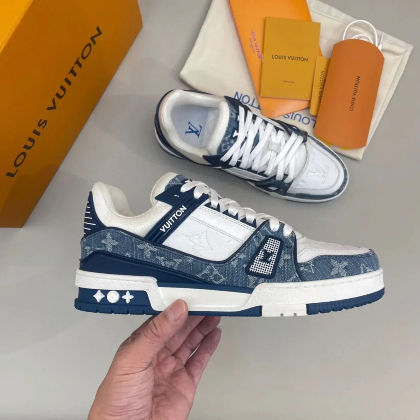 Louis Vuitton Trainer Sneaker Monogram Canvas Blue Virgil Abloh Louis Vuitton Trainer Sneaker Monogram Canvas Blue Virgil Abloh