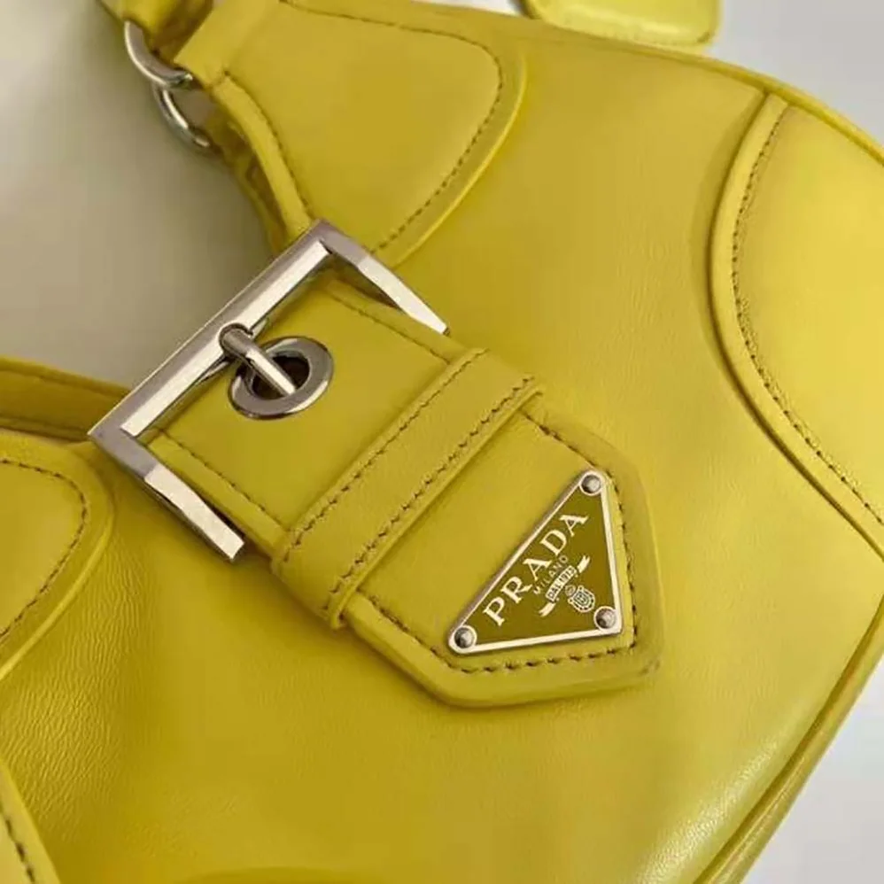 Prada Moon Re-Nylon and Leather Bag for Women in Yellow