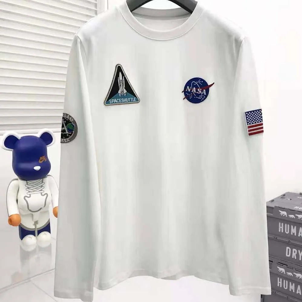 Balenciaga Space Long Sleeve T-Shirt in White and Black Vintage Jersey for Women