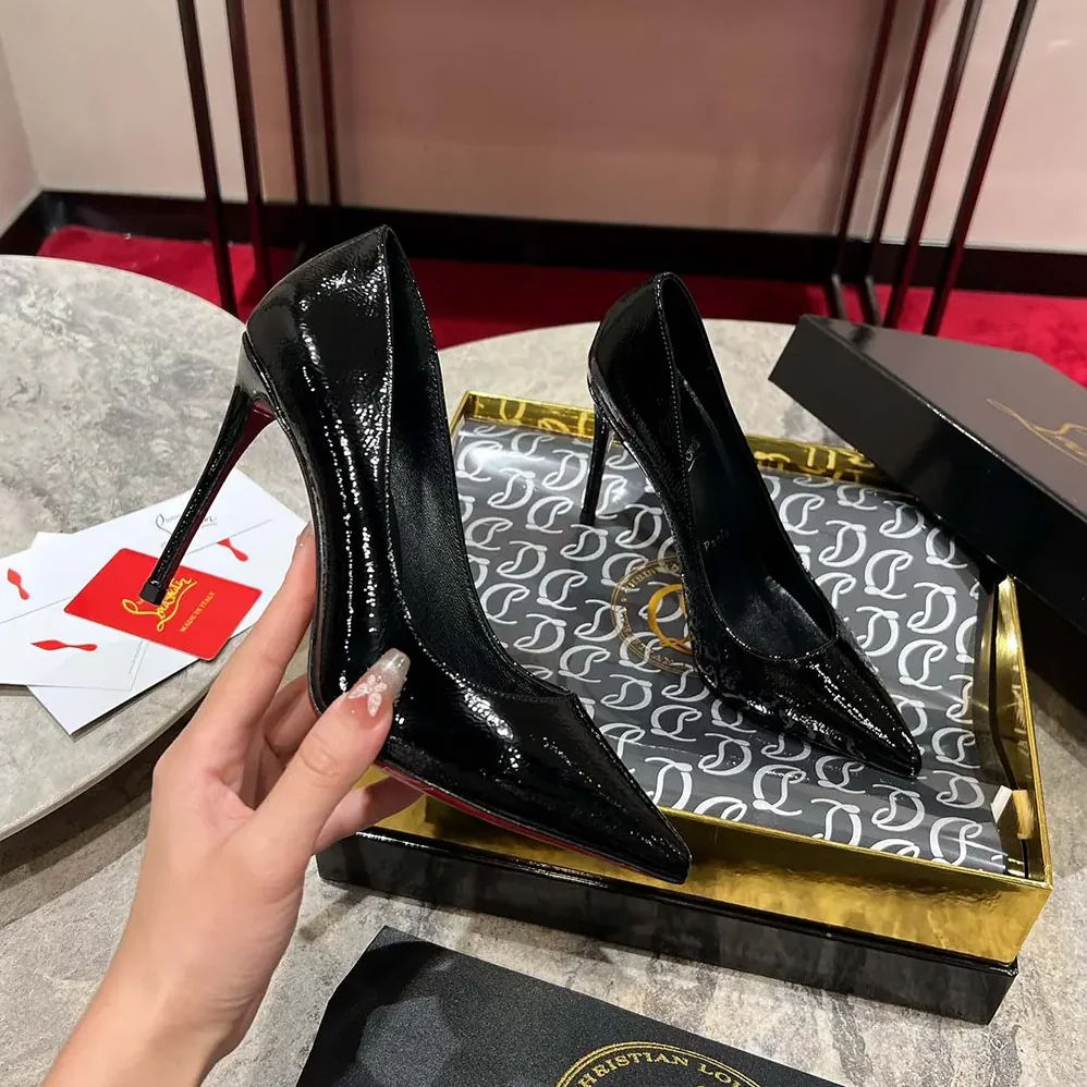 Christian Louboutin Kate 100 mm Pumps Star Textured Laminated Calf Leather for Women in Black Christian Louboutin Kate 100 mm Pumps Star Textured Laminated Calf Leather for Women in Black