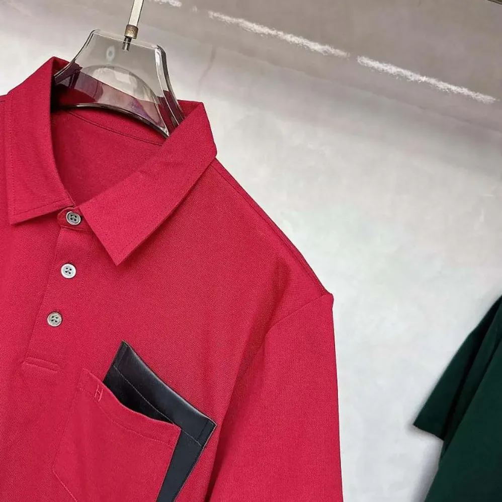 Hermes Polo Shirt with Pocket for Men in Red Hermes Polo Shirt with Pocket for Men in Red