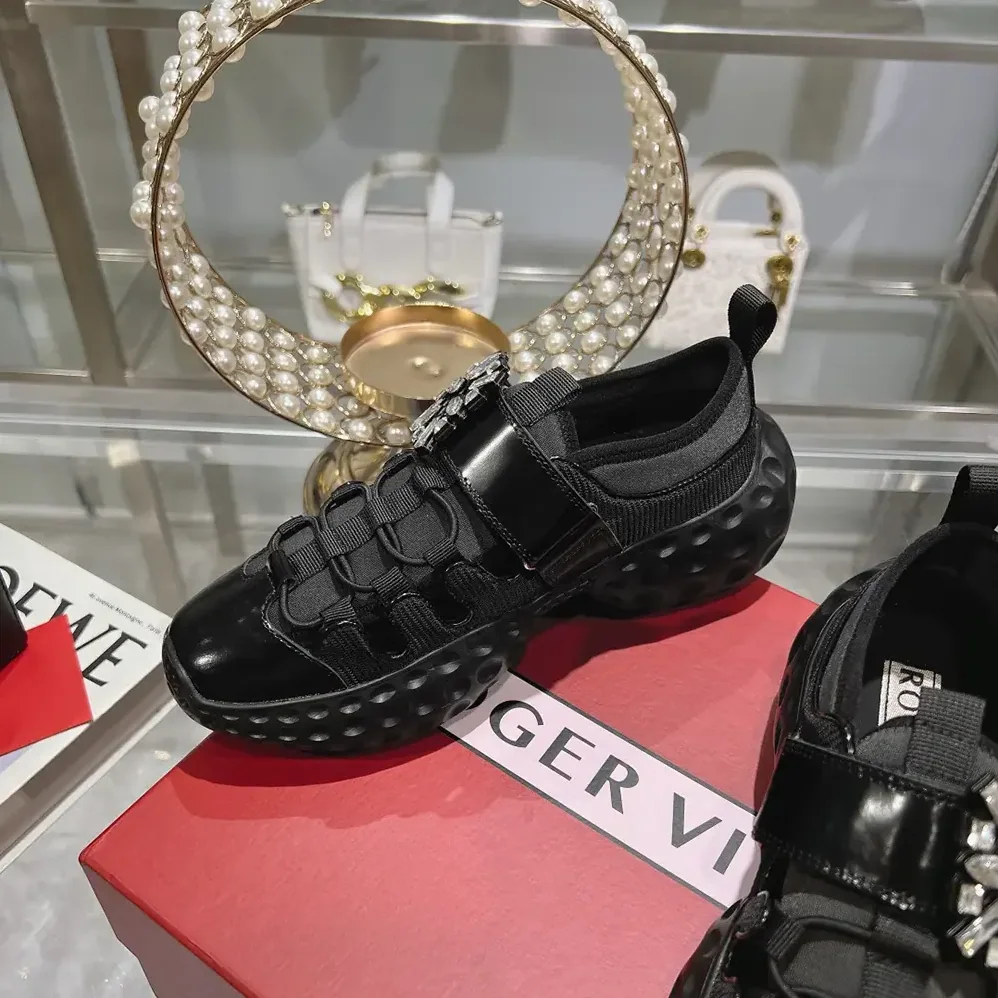 Roger Vivier Viv' Run Light Trekky Sneakers in Fabric for Women in Black Roger Vivier Viv' Run Light Trekky Sneakers in Fabric for Women in Black