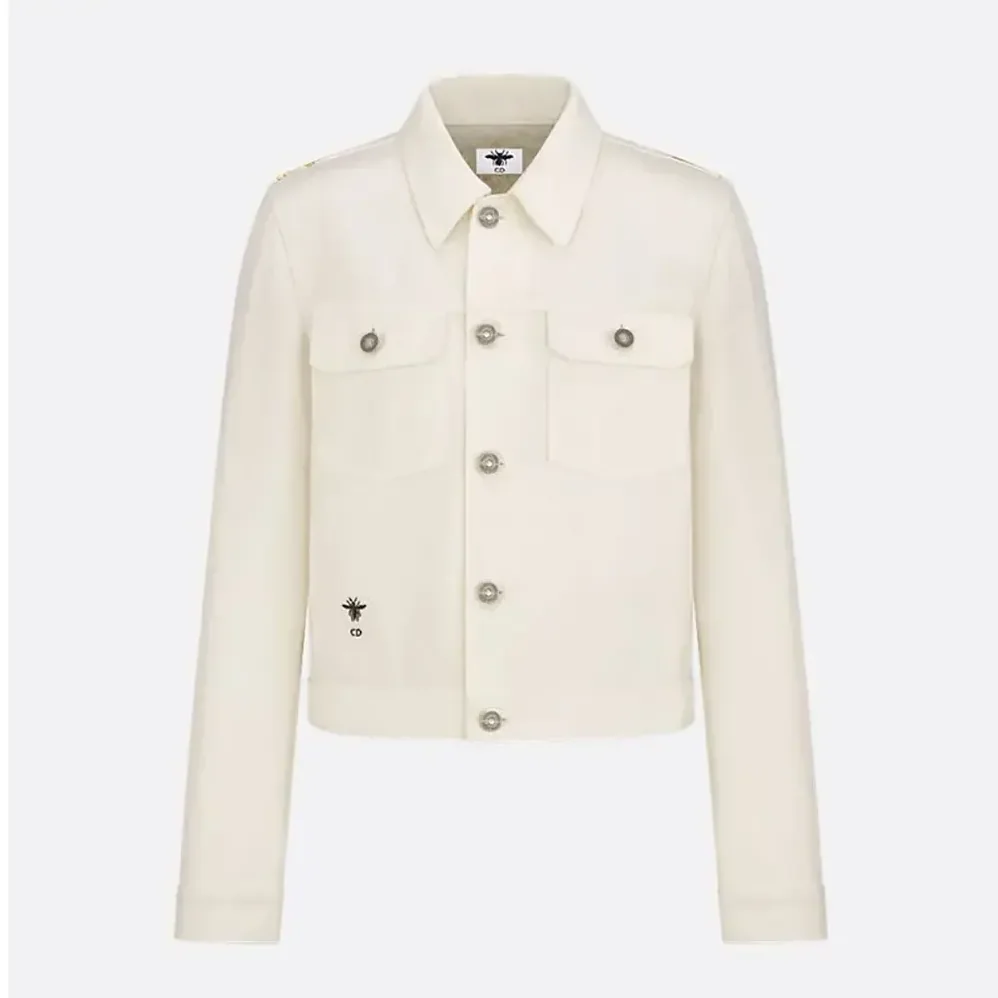 Dior Jacket Ecru Cotton Denim with Gold for Men in Tone Dioresque Stella Motif Dior Jacket Ecru Cotton Denim with Gold for Men in Tone Dioresque Stella Motif