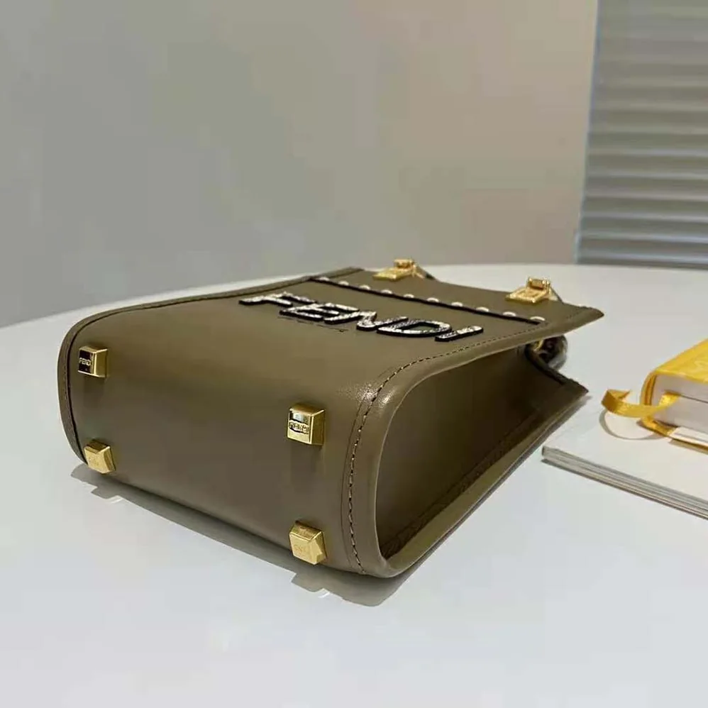 Fendi Mini Sunshine Shopper Gray Leather and Elaphe Mini for Women in Bag Fendi Mini Sunshine Shopper Gray Leather and Elaphe Mini for Women in Bag