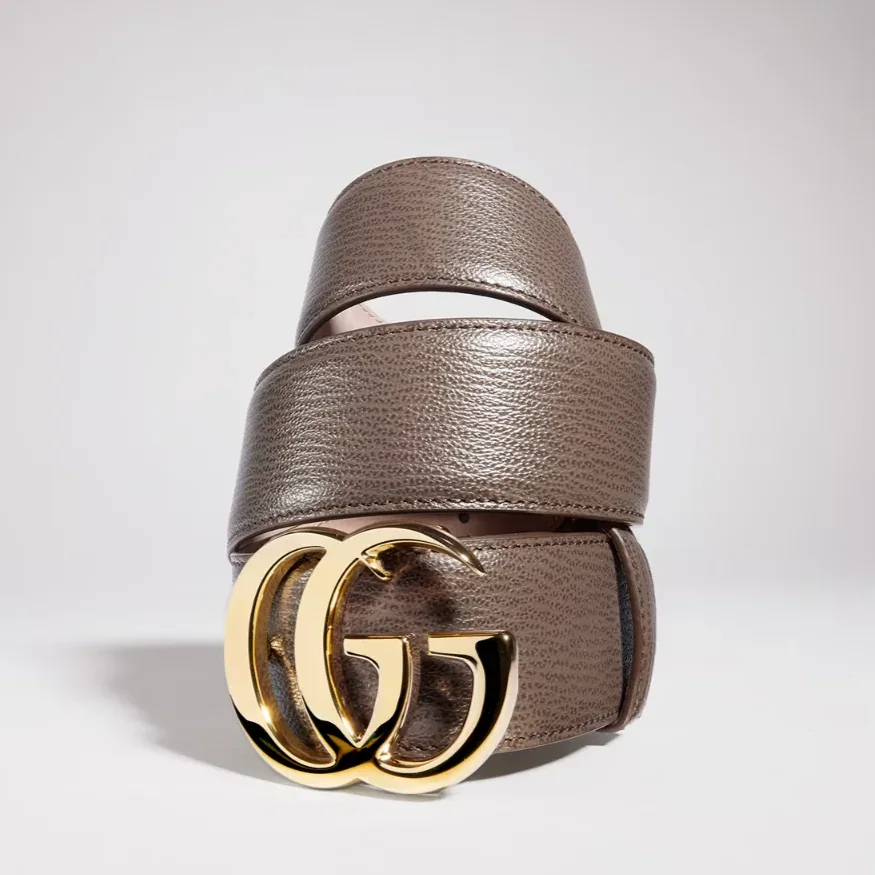 Gucci Marmont Wide Belt Dark Taupe