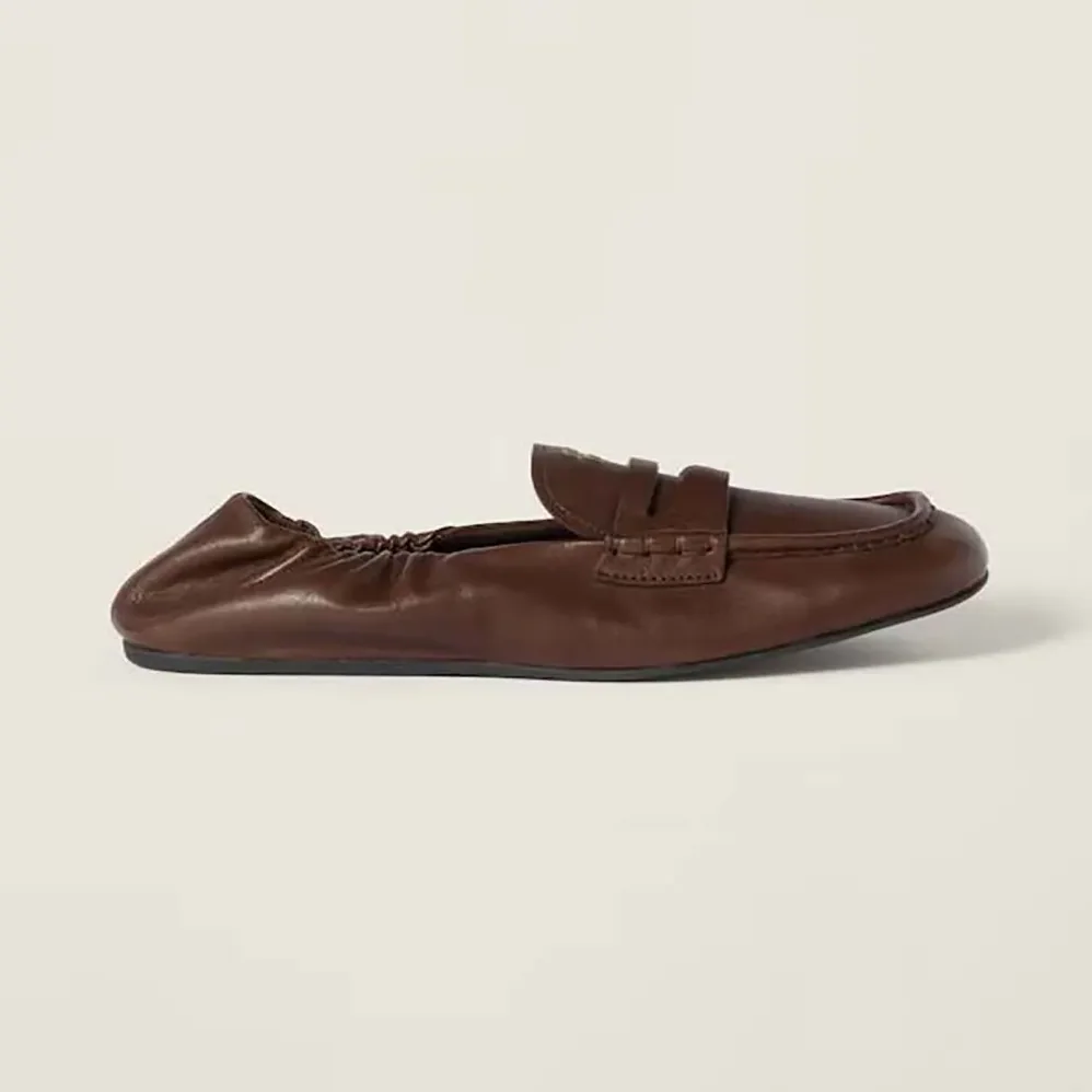Miu Miu Nappa Leather Loafers for Women in Chocalate Miu Miu Nappa Leather Loafers for Women in Chocalate