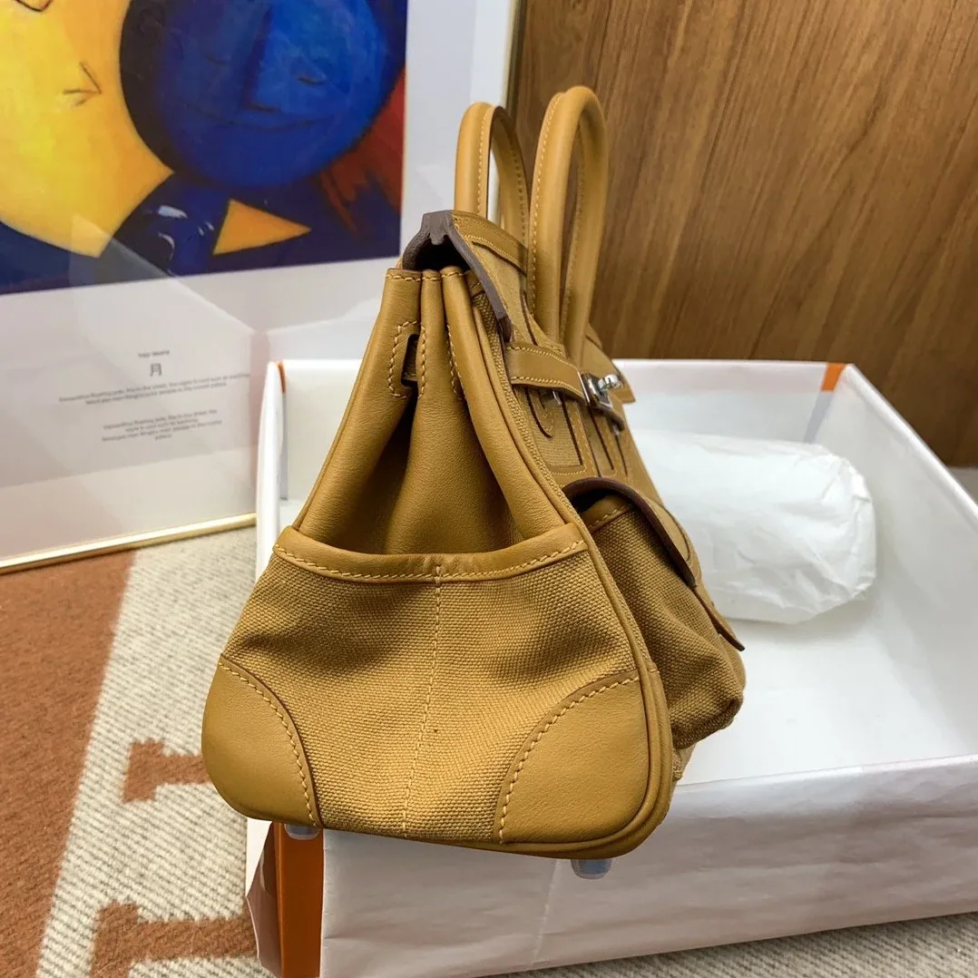 Hermes Birkin Cargo 25 Top Handle Bag in Beige Silver Hardware Hermes Birkin Cargo 25 Top Handle Bag in Beige Silver Hardware