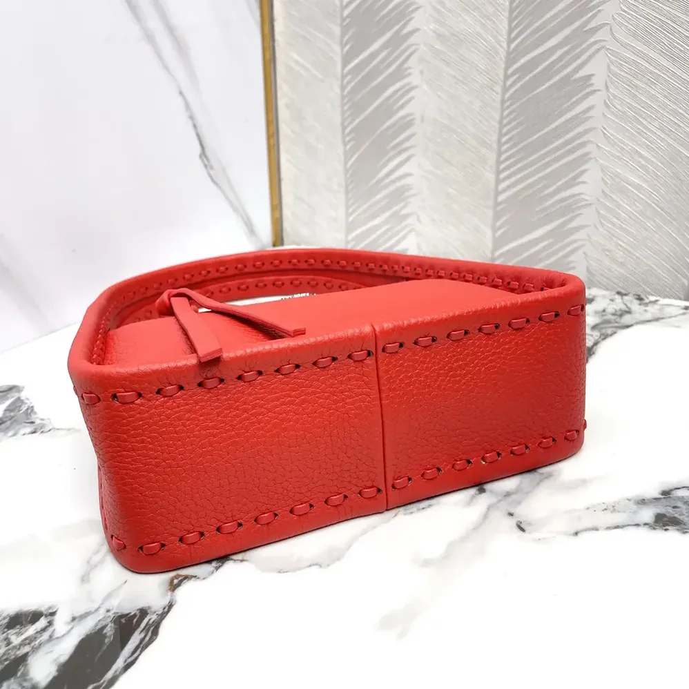 Fendi Mini Fendessence Small Red Selleria Bag with 264 Hand for Women in sewn Topstitches Fendi Mini Fendessence Small Red Selleria Bag with 264 Hand for Women in sewn Topstitches