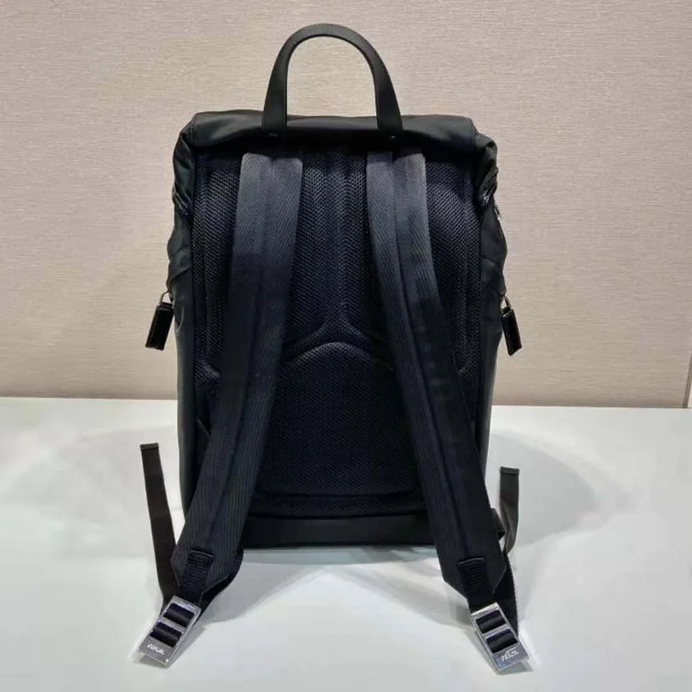 Prada Re-Nylon and Brushed Leather Backpack for Unisex in Black Prada Re-Nylon and Brushed Leather Backpack for Unisex in Black
