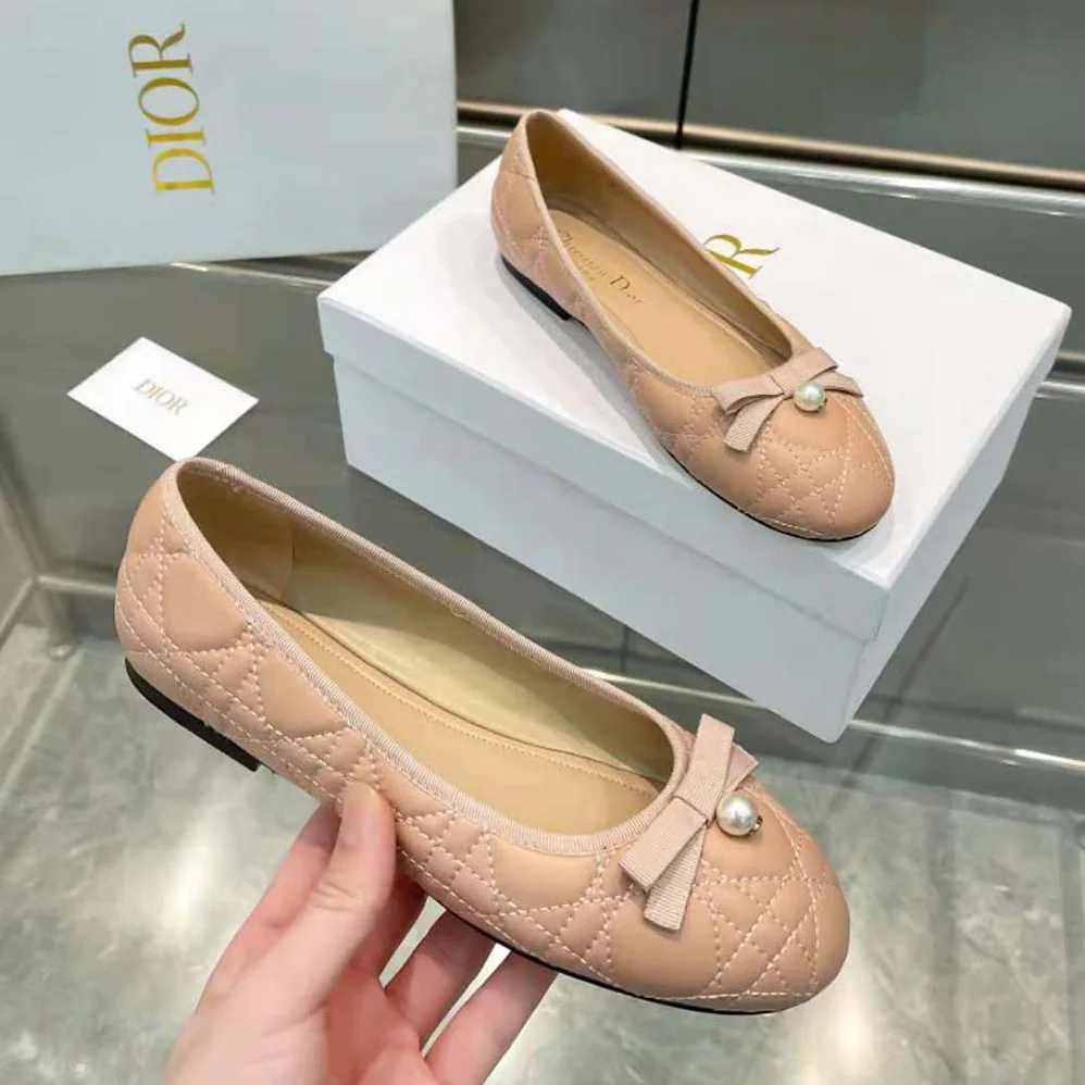 Dior Ballet Flat Nude Quilted Cannage Calfskin for Women Dior Ballet Flat Nude Quilted Cannage Calfskin for Women