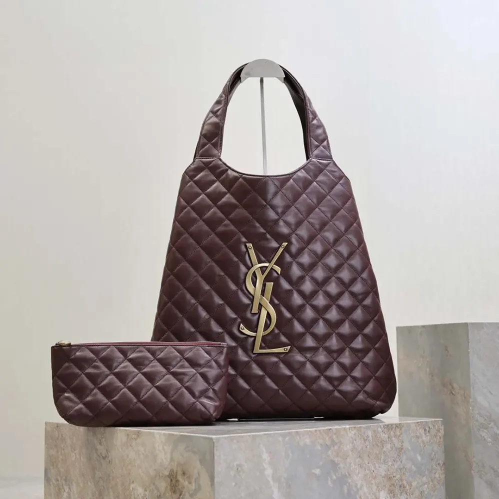 Saint Laurent YSL Large Icare In Quilted Nappa Lambskin for Women in Maroon Saint Laurent YSL Large Icare In Quilted Nappa Lambskin for Women in Maroon