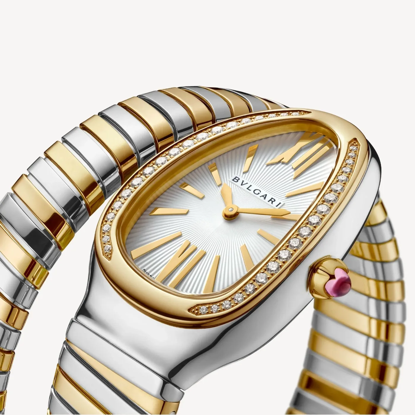 Bvlgari Serpenti Tubogas Watch Silver in Gold Toned White Dial