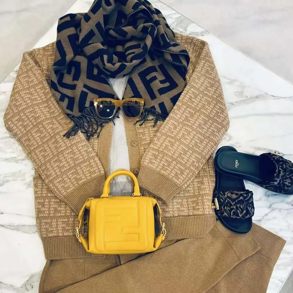 Fendi Nappa FF Mini Cube Bag for Women in Orange