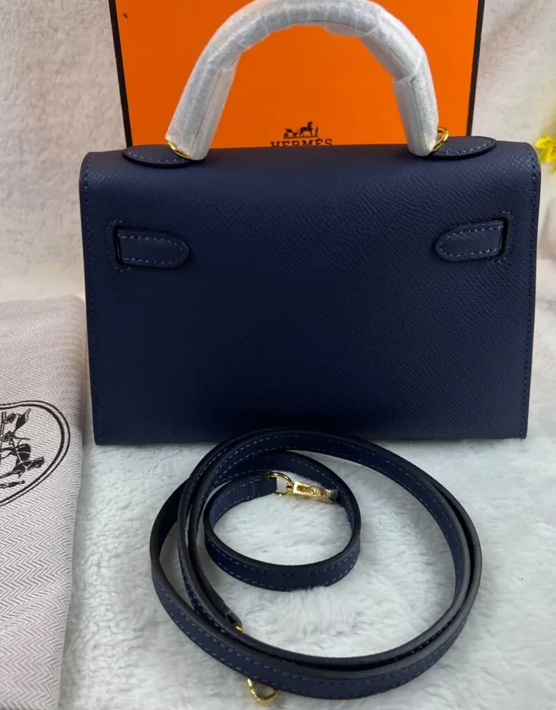 Hermes Kelly 19 Blue France Swift Bag