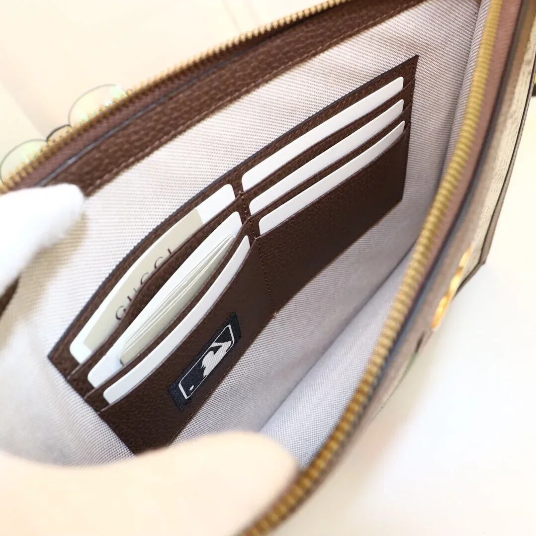 Gucci Ophidia Pouch With Web Beige And Ebony GG Supreme Canvas / Gucci Ophidia Pouch With Web Beige And Ebony GG Supreme Canvas /