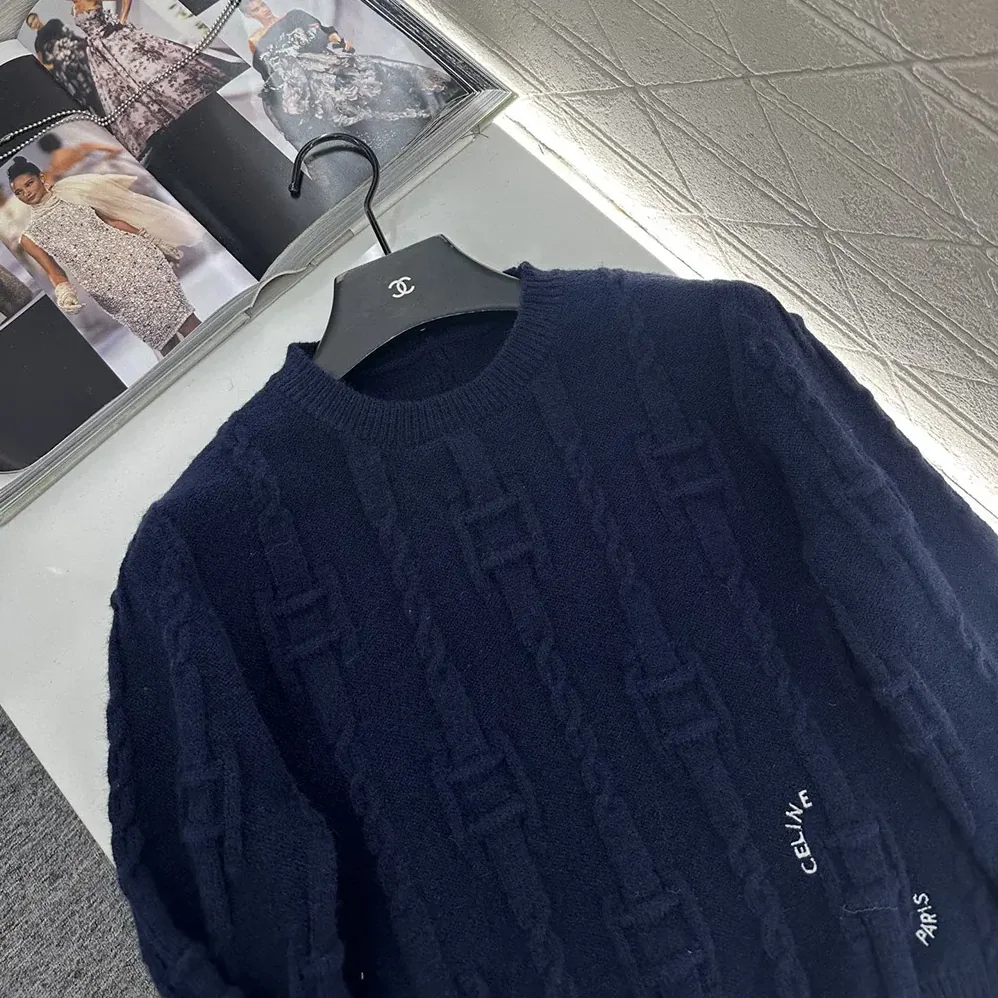 Celine Crewneck Sweater in Chains Cashmere for Men in Navy Celine Crewneck Sweater in Chains Cashmere for Men in Navy