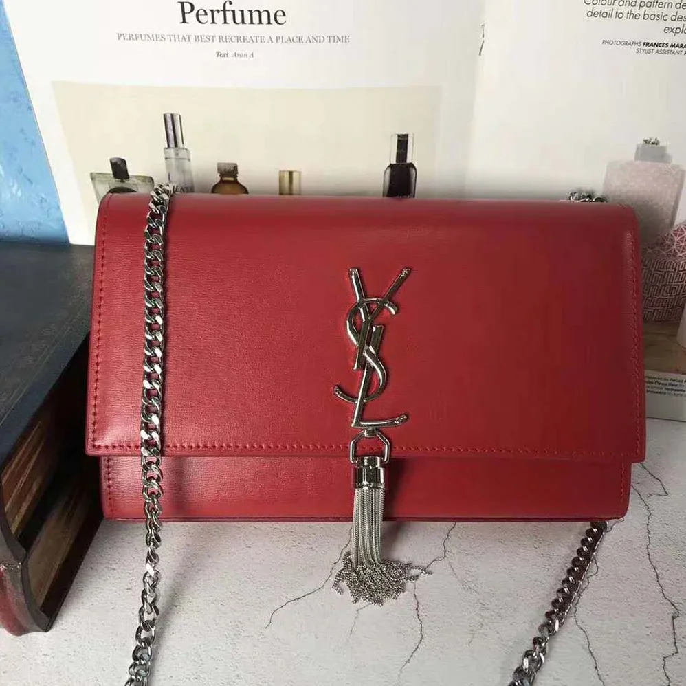 Saint Laurent YSL Kate Medium Tassel Smooth Leather for Women in Red